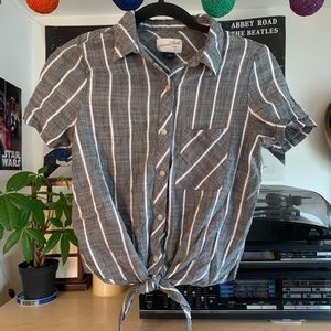 Stripped Button Down Short- Sleeve